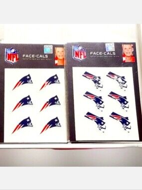 NWT 2 SETS NEW ENGLAND PATRIOTS FOOTBALL FAN GEAR FACE-CALS STICKERS!